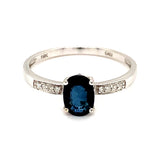 Anillo de zafiro con diamantes en oro blanco 14kt. SA-0.90CTS. D-0.03CTS.