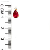 Aretes de rubíes (lab) con circones en plata 925 bañada en oro RU-1.6CTS. CZ-0.10CTS.