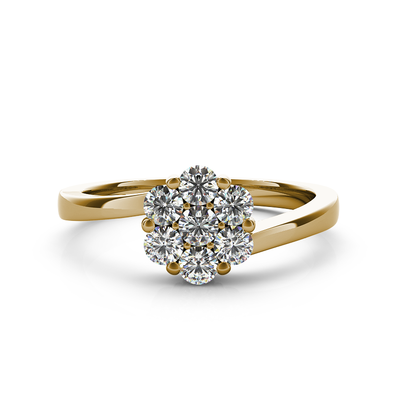 (SOFIA) Anillo (flor) con diamantes en oro amarillo 10k  ANTES: $329.00